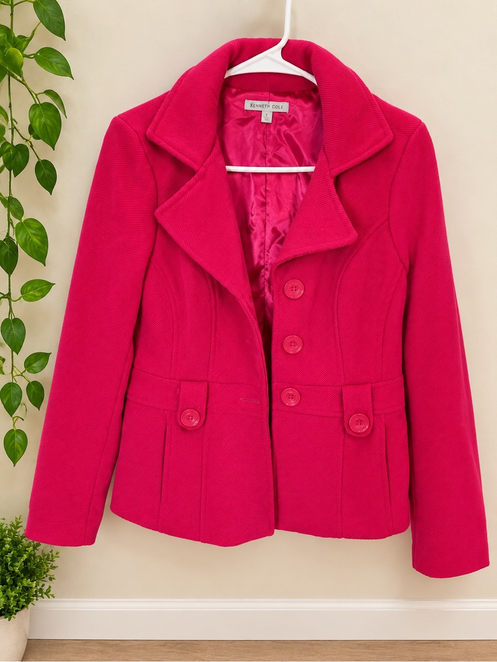 Charlotte Russe Hot Pink Tailored Peacoat Jacket